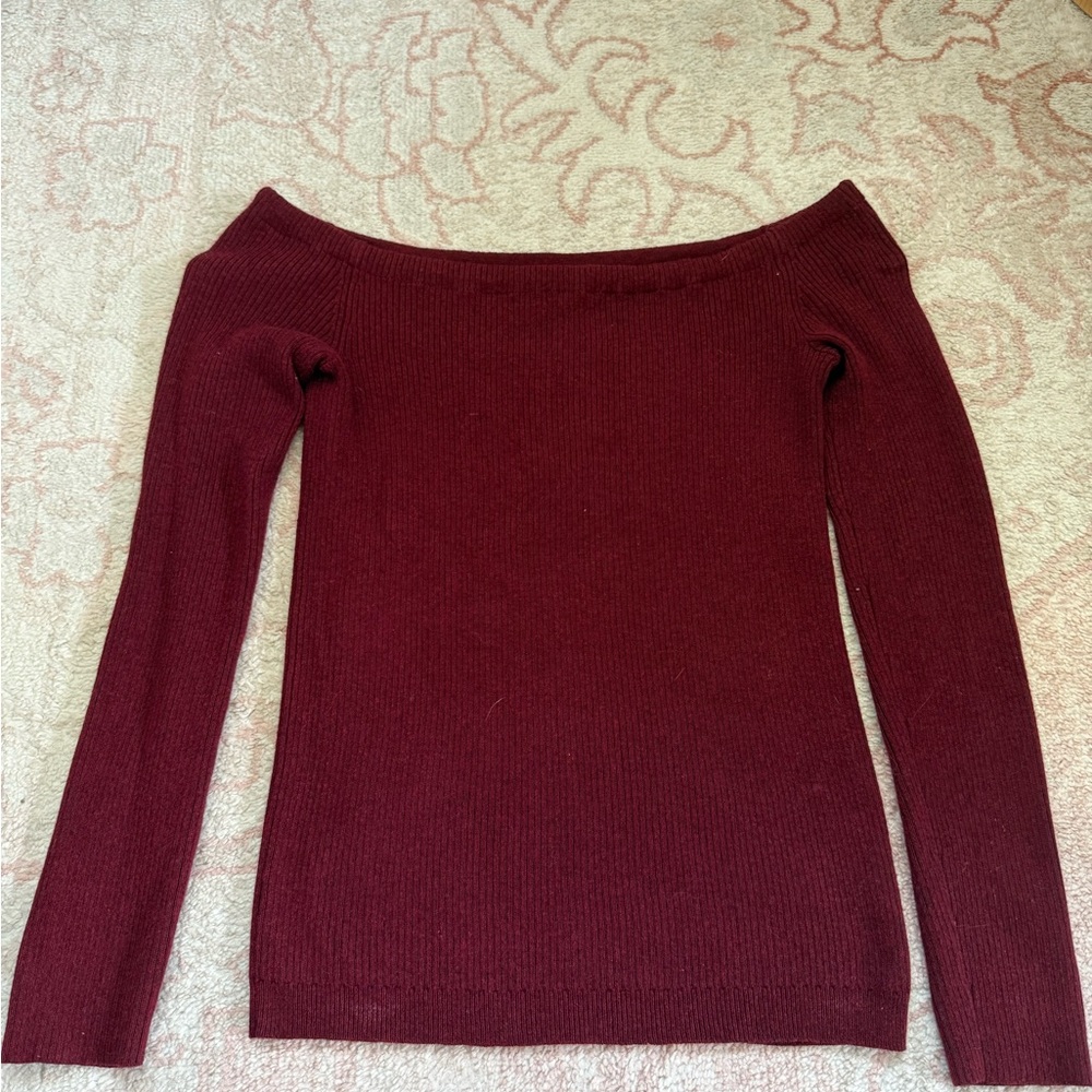 American Eagle Outfitters Off-Shoulder Maroon Sweater